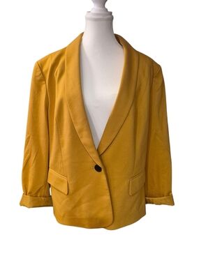 Evan Picone Mustard Shawl-Collar Single-Button Blazer